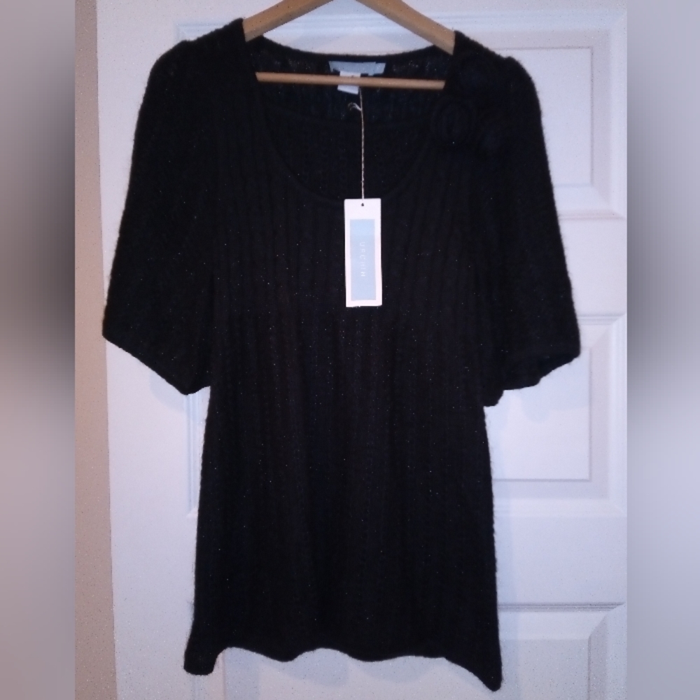 NEW Urchin Women's Black Knit Shimmer Sweater Large NWT